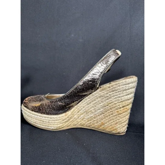 Y2K Coach Espadrille Karissa Wedge Platform Heels Bronze Metallic Size 9 B - Picture 7 of 9
